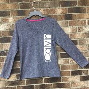 Calvin Klein Long Sleeve V-Neck Top, Sz. M